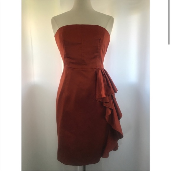 The Limited Strapless Ruffled Rust Dress - Picture 2 of 7